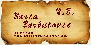 Marta Barbulović vizit kartica